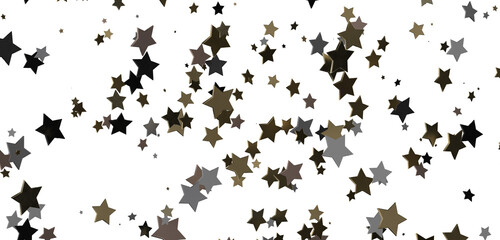 Stars - Holiday golden decoration, glitter frame isolated -