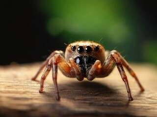 spider on the wood isolated background 
