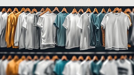 A collections of casual wear, simple t-shirts and shorts. Generative AI.