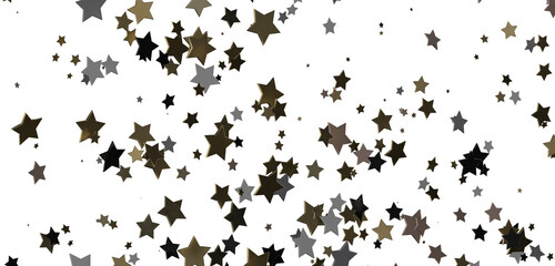 Stars - Holiday golden decoration, glitter frame isolated -