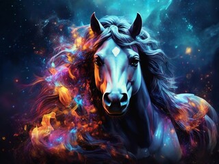 Obraz na płótnie Canvas portrait of a colourful horse