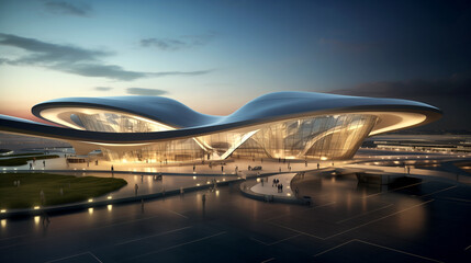 futuristic airport terminal architecture