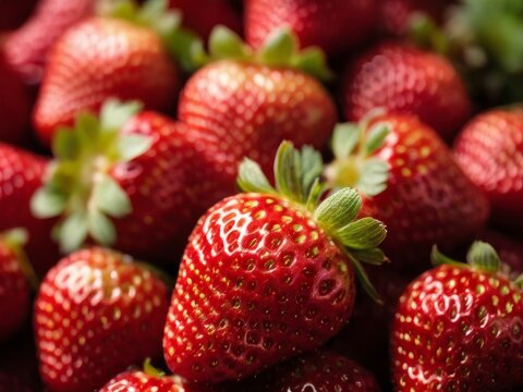 close-up image of  fresh strawberries 