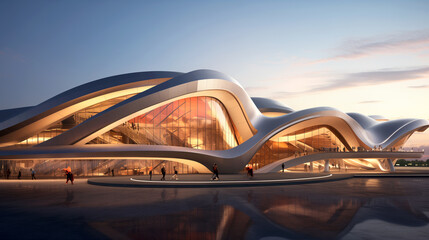 futuristic airport terminal architecture