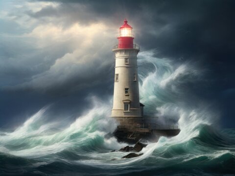 lighthouse in the thunder storm 