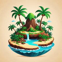 Tropical island with palm trees. Generative AI