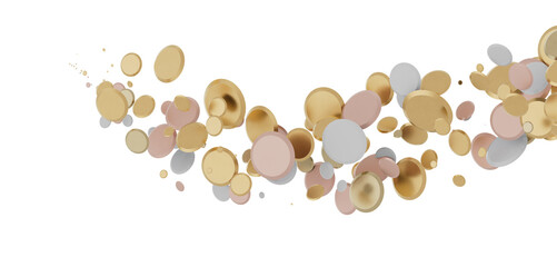 Sparkling Jubilation: Breathtaking 3D Illustration of Sparkling gold Confetti Celebration
