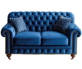 an_blue_chesterfield_couch_on_transparent_background