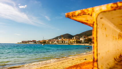 Ajaccio public beach, summer landscape of Corsica