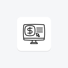 Pay Per Click icon, advertising, marketing, finance, digital advertising line icon, editable vector icon, pixel perfect, illustrator ai file