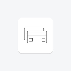 Credit Card icon, payment, finance, credit, money thinline icon, editable vector icon, pixel perfect, illustrator ai file