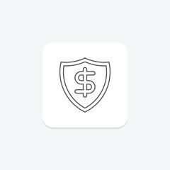 Money Protection icon, financial, security, shield, finance thinline icon, editable vector icon, pixel perfect, illustrator ai file