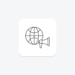 Global Marketing icon, worldwide, business, international, global expansion thinline icon, editable vector icon, pixel perfect, illustrator ai file