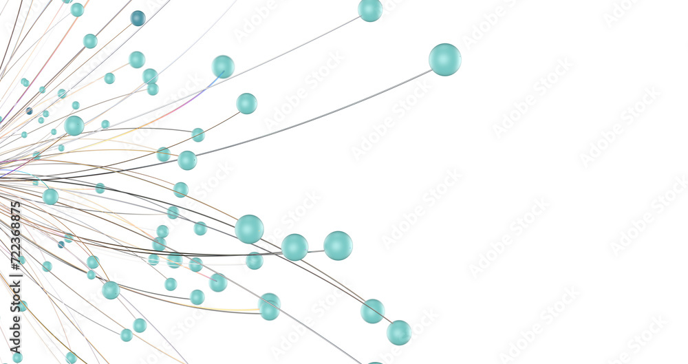 Poster Futuristic geometric double data flow background with connecting dots and lines. Abstract digital