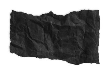 Torn crumpled black paper. Scrap of paper on empty background