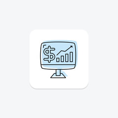 Fototapeta premium Financial Data icon, analysis, finance, data processing, information color shadow thinline icon, editable vector icon, pixel perfect, illustrator ai file