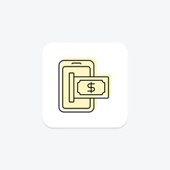 Online Payment icon, digital, transaction, finance, money color shadow thinline icon, editable vector icon, pixel perfect, illustrator ai file