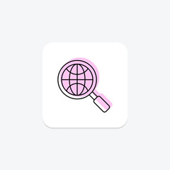 Global Research icon, worldwide, business, international, global expansion color shadow thinline icon, editable vector icon, pixel perfect, illustrator ai file