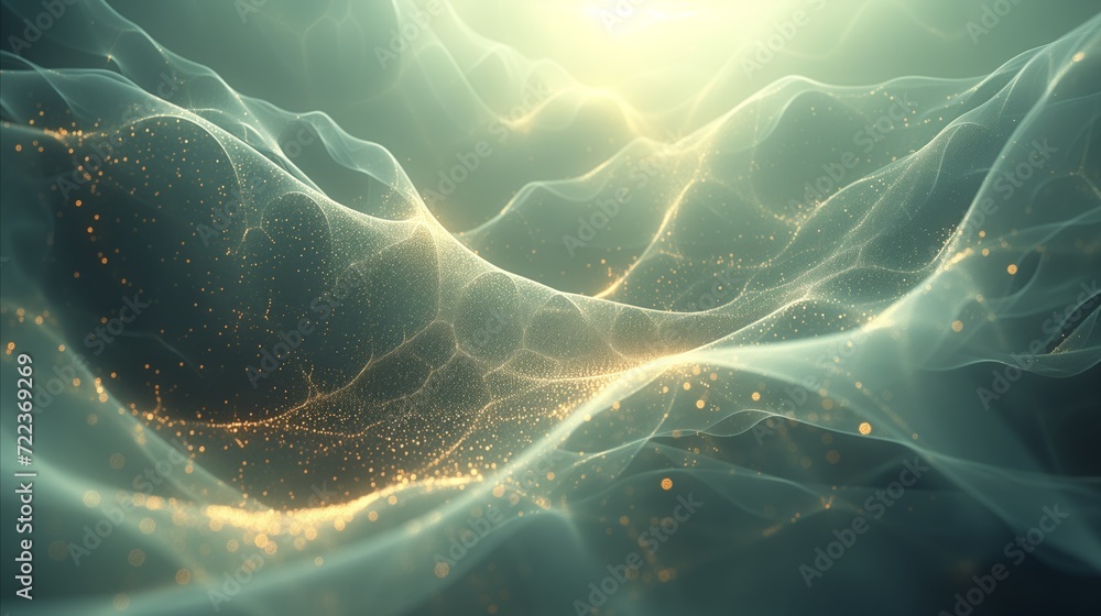 Poster abstract neural network visualization with glowing nodes