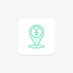 Finance Location icon, business, pin, map, financial center duotone line icon, editable vector icon, pixel perfect, illustrator ai file