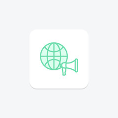 Global Marketing icon, worldwide, business, international, global expansion duotone line icon, editable vector icon, pixel perfect, illustrator ai file