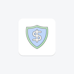 Money Protection icon, financial, security, shield, finance lineal color icon, editable vector icon, pixel perfect, illustrator ai file