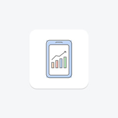 Mobile Finance icon, financial, app, smartphone, finance lineal color icon, editable vector icon, pixel perfect, illustrator ai file