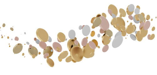 Radiant Revelry: Dynamic 3D Illustration of a Radiating gold Confetti Celebration