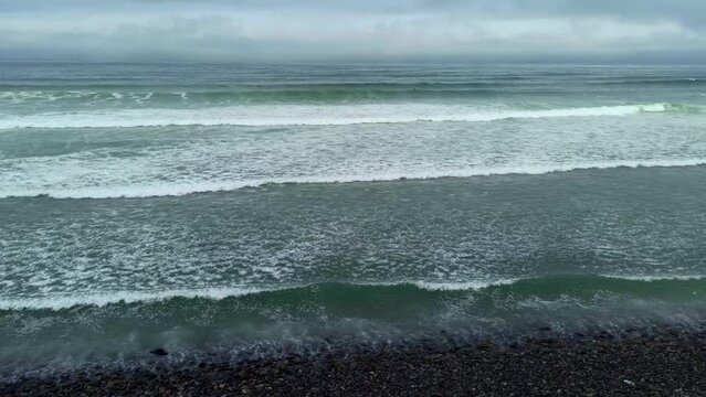 The Pacific Ocean taken in cloudy weather in Lima seaside, Peru