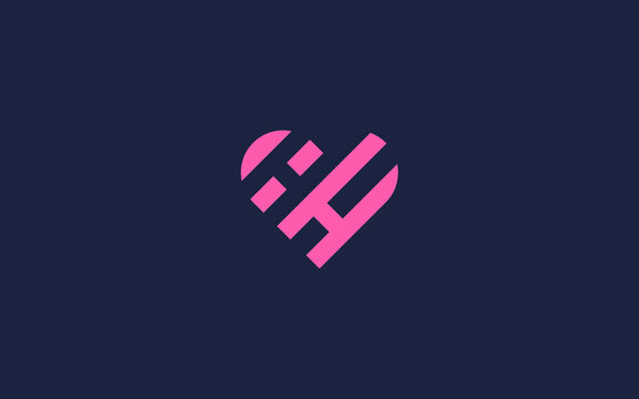 letter hh with heart logo icon design vector design template inspiration