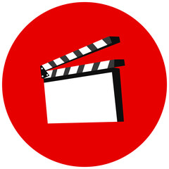 Cinema clapperboard red icon