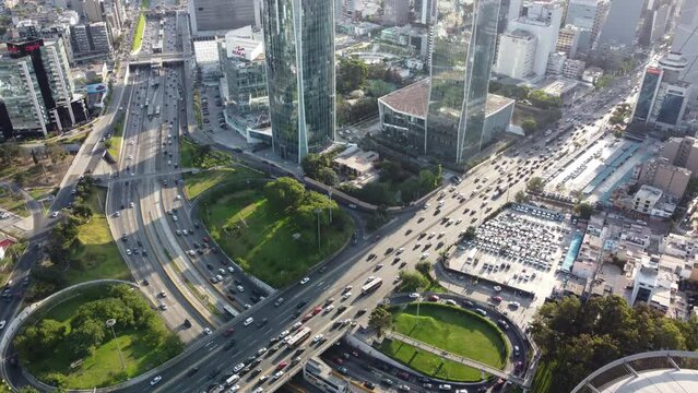 Panoramic view of the Javier Prado avenues highway with Via Expresa in Lima, Peru.