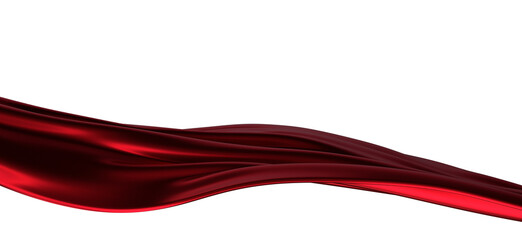 Abstract red cloth falling. Satin fabric flying in the wind - PNG
