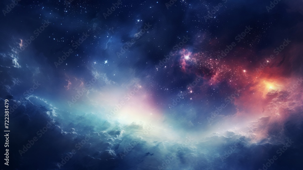 Wall mural space background with realistic nebula and shining stars. neural network ai generated art