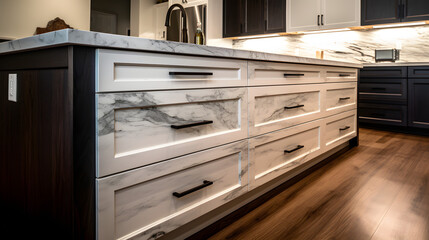 Sleek Marble Elegance in Contemporary Kitchen Design AI-Generative