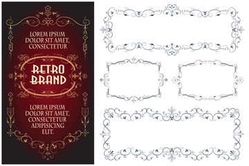 Vector set of calligraphic design elements and page decor.