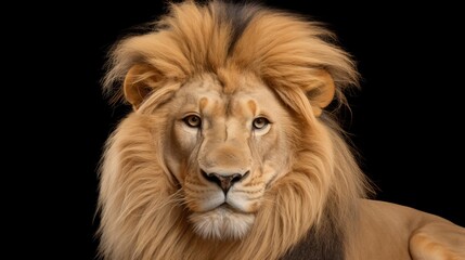 Fototapeta premium close up of lion head on the black background