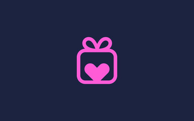gift box with heart logo icon design vector design template inspiration