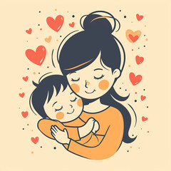 mother child love concept , card greetings or portraits for mothers day , happy mothers day 
