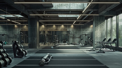 Fitness gym on the top floor of a modern building