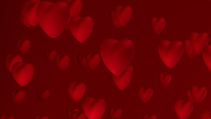 Valentine's Day background in red color with red hearts. Perfect for projects Valentine's Day, baby, beauty, fantasy, magical, princess.