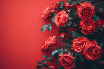 Rose on Rose Background: A Beautiful Floral Illustration in Red and Pink, Perfect for Love and Nature Themes