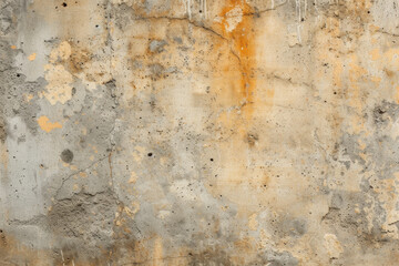 A close-up of a grey concrete wall with natural patterns, stains, and small cracks, showcasing a rugged texture.