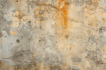 Fototapeta premium A close-up of a grey concrete wall with natural patterns, stains, and small cracks, showcasing a rugged texture.