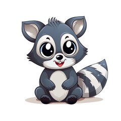Obraz premium A cartoon illustration of a baby raccoon with big eyes and a cute smile.
