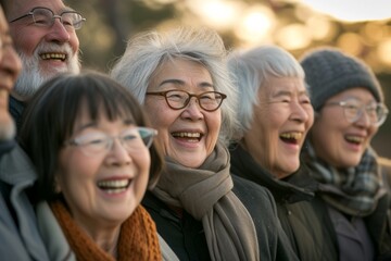 Obraz premium group of laughing aged peole with silver hair