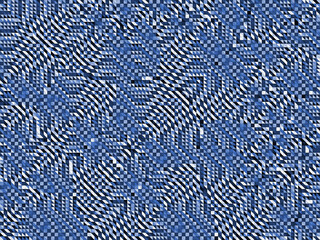Geometryczna mozaika drobnych trójkątów w niebieskiej kolorystyce. Wzór przypominjący skórę węża. Abstrakcyjne tło, tekstura - 722387051