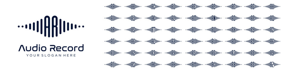 logos music combined letter A with letters from A to Z and numbers from 1 to 9. vector illustration