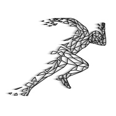 running man made of polygons vector illustration - 722387472