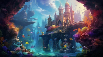 Foto auf Alu-Dibond Fantasy castle under the sea © Philippova